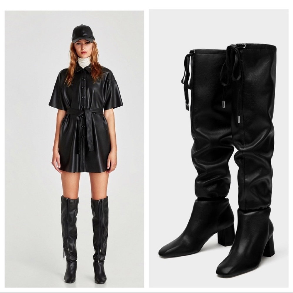 Zara Black Over the Knee Boots